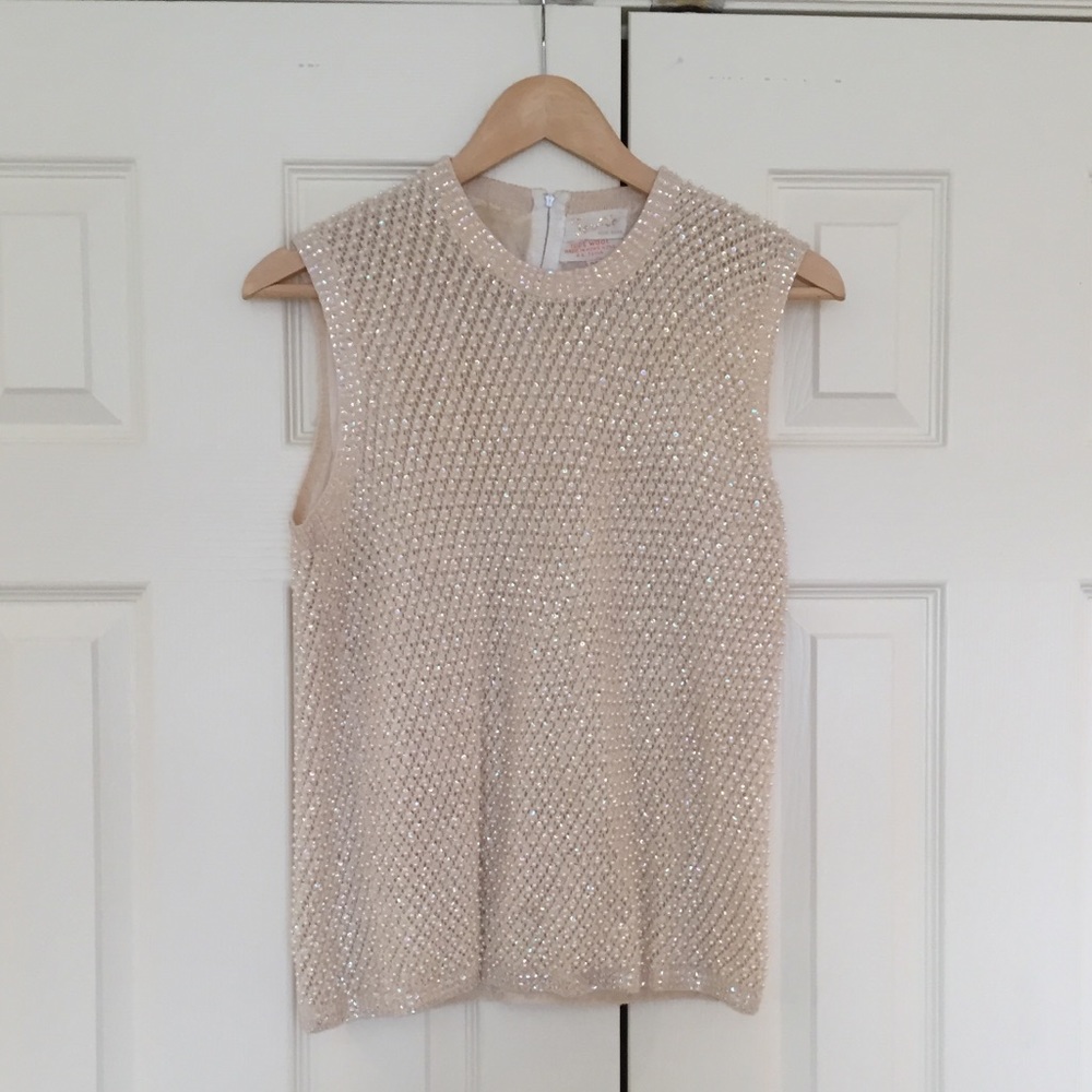 Jeri-Jo Vintage Cream Sequined/Pearl Top